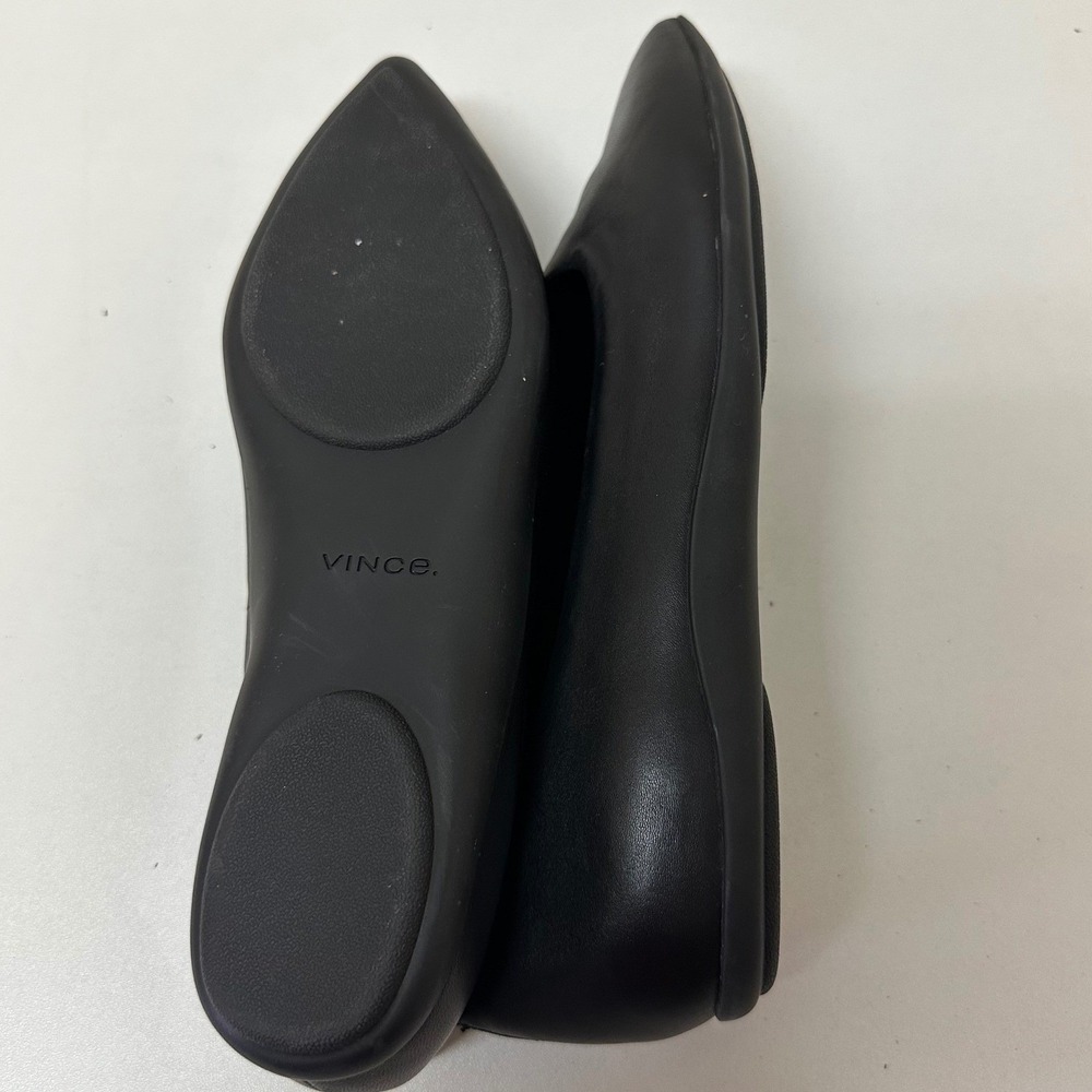 Vince Lex Black Leather Pointed Toe Ballet Flats Womens 8.5 M EUR 38.5 - Picture 8 of 8